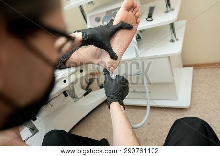 Podology, Treatment Of Damaged Areas Of The Foot, Beauty Salon, Doctor And Patient, Personal Hygiene