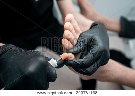 Podology, Treatment Of Damaged Areas Of The Foot, Beauty Salon, Doctor And Patient, Personal Hygiene