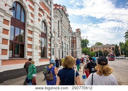 Kaluga, Russia - August 2017: Railway And Bus Station In The City Of Kaluga