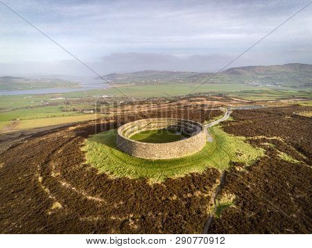 This Is Grianan Of Aileach. It Is A Stone Ring Fort In Donegal Ireland Just Out Side Of The City Of 