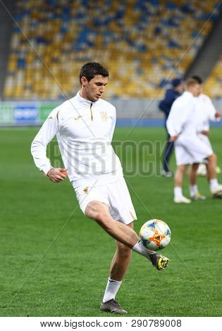 Kyiv, Ukraine - March 18, 2019: Roman Yaremchuk Of Ukraine National Football Team In Action During T
