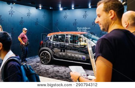 Paris, France - Oct 4, 2018: Visitors Admiring The New Citroen C3 Fashion Car Limited Edition At Int