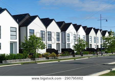 Suburban Street New Row Houses Modern High Density Living Environment