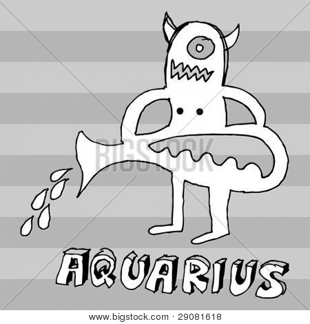 archaistic horoskop, hand dras stjärntecken Vattumannen