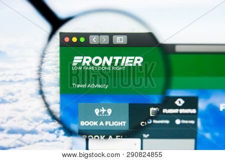Los Angeles, California, Usa - 21 March 2019: Illustrative Editorial Of Frontier Website Homepage. F