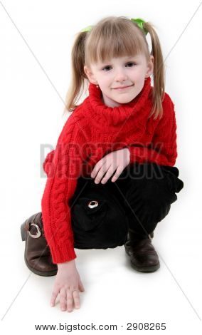 Little Girl In Cardigan rosso