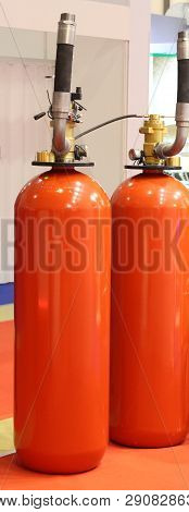 Automatic Gas Extinguishing Installation. Modular Gas Fire Extinguishing Systems. Cylinders To Extin