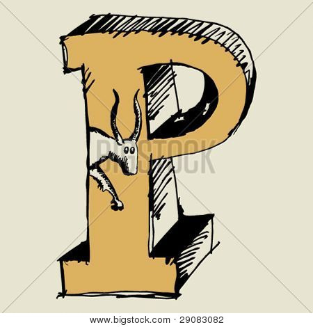 grottesco ABC, scribble lettera P