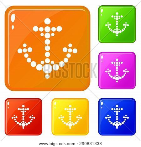 Anchor From Points Icons Set Collection Vector 6 Color Isolated On White Background