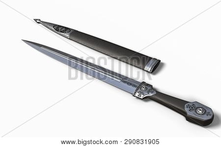 Chechen Dagger - Weapon Of The Caucasus - 3d Illustration
