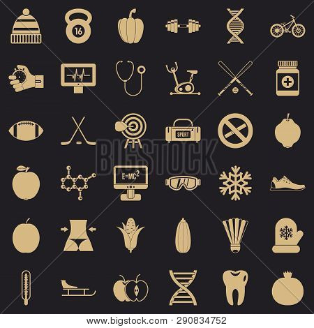 Wellness Thing Icons Set. Simple Style Of 36 Wellness Thing Vector Icons For Web For Any Design