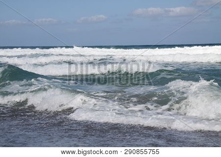Morning Sea And Storm On The Beach