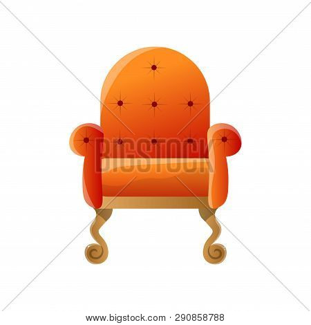 Soft Orange Lounge Retro Style Moveable Armchair Isolated On White Background