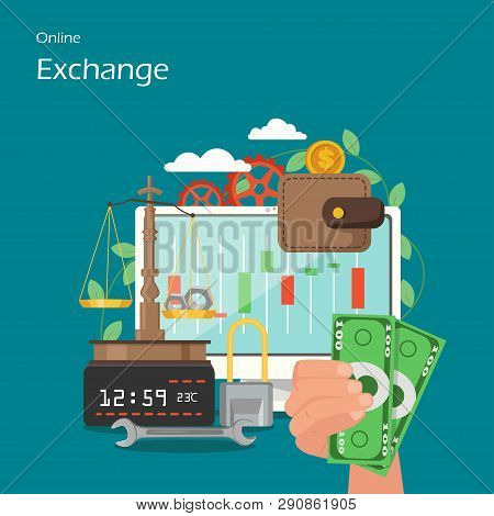 Online Exchange Vector Flat Style Design Illustration