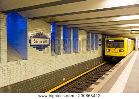 Berlin, Germany - December 18, 2017: Spittelmarkt Station In Berlin Subway Located Near To The Spree