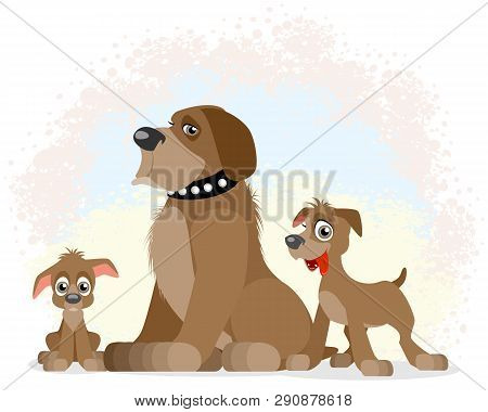 Vector Illustration Of Dogs Of Different Ages