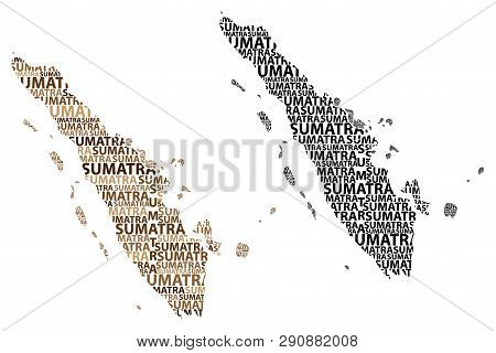 Sketch Sumatra Letter Text Map, Sumatra (republic Of Indonesia, Greater Sunda Islands) - In The Shap