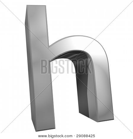 metalen brief h geïsoleerd op witte achtergrond
