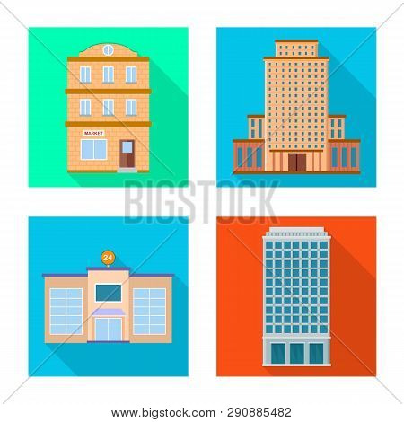 Vector Illustration Of Municipal And Center Symbol. Set Of Municipal And Estate   Stock Vector Illus