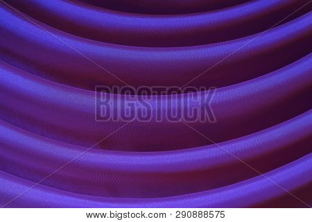 Horizontal Folds On Purple Organza Curtains For Background And Design