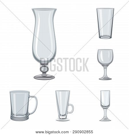 Vector Illustration Of Dishes And Container Logo. Set Of Dishes And Glassware Vector Icon For Stock.