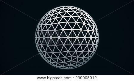 Animated Rotating Abstract White Sphere Constructed With Glowing Points, Crossed Lines, Seamless Loo