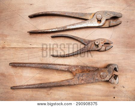 Old Pincer And Two Old Slip Joint Pliers