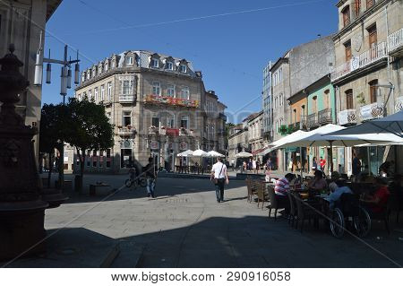 Curros Enriquez Square Medieval Style In Pontevedra. Nature, Architecture, History, Street Photograp
