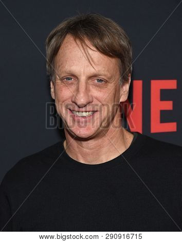 LOS ANGELES - MAR 18:  Tony Hawk arrives for the Netflix 'The Dirt' Premiere on March 18, 2019 in Hollywood, CA                