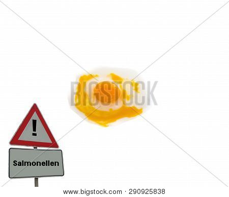 Sign Raw Egg On White Salmonella German "salmonellen"