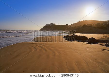 Oropesa de Mar beach La Concha playa sunset in Castellon of Spain