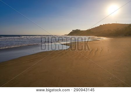 Oropesa de Mar beach La Concha playa sunset in Castellon of Spain