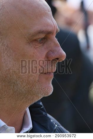 Bucharest, Romania - March 22, 2019: Bns Leader Dumitru Costin Take Part In A Protest Rally Organize
