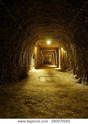 BOCHNIA, POLAND - 4 MAY, 2013: One of galleries in Bochnia Salt Mine, Poland