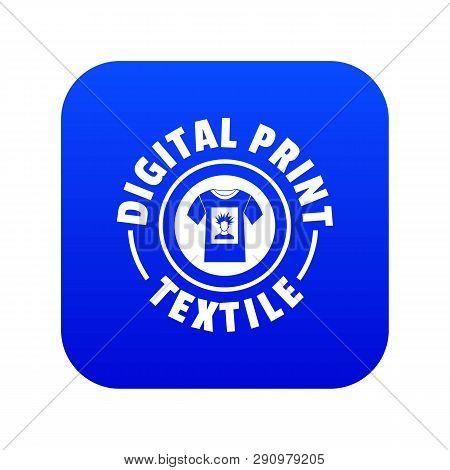 Digital Print Textile Icon Blue Vector Isolated On White Background