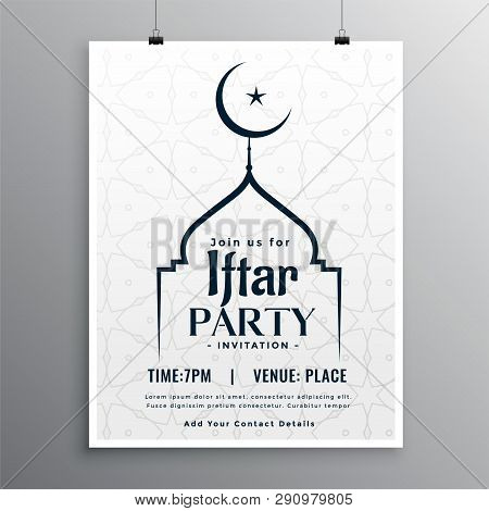 Ramadan Iftar Party Invitation Template Vector Illustration