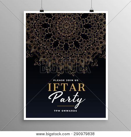 Iftar Party Celebration Invitation Template With Mandala Design