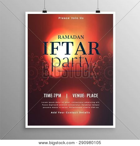 Stylish Iftar Party Invitation Template Vector Illustration