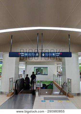 Jakarta, Indonesia - March 23, 2019: Underground Hallway Of Dukuh Atas Bni Mrt Station.