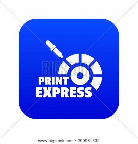 Print Express Icon Blue Vector Isolated On White Background