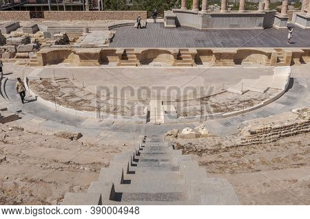 Cartagena, Spain - April 12, 2017: Views Of The Roman Theatre Of Cartagena, Spain. It Was Built Betw