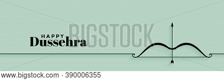 Happy Dussehra Festival Wide Banner With Bow And Arrow Vector