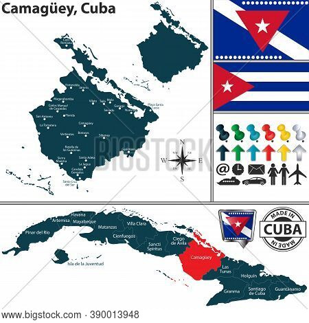 Vector Map Of Camaguey Province And Location On Cuban Map