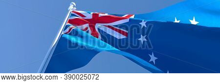 3d Rendering Of The National Flag Of Cook Islands Waving In The Wind