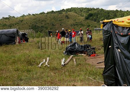 Guaratinga, Bahia / Brazil - February 25, 2008: Member Of The Landless Movement - Mst - Are Seen Dur