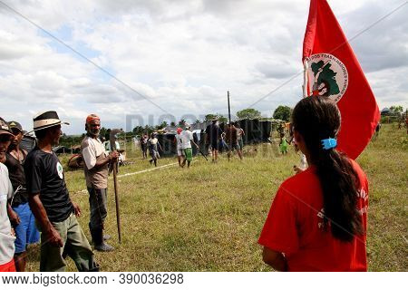 Guaratinga, Bahia / Brazil - February 25, 2008: Member Of The Landless Movement - Mst - Are Seen Dur