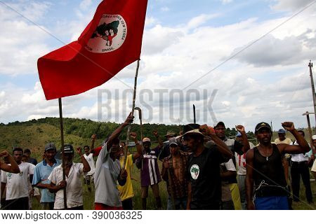 Guaratinga, Bahia / Brazil - February 25, 2008: Member Of The Landless Movement - Mst - Are Seen Dur