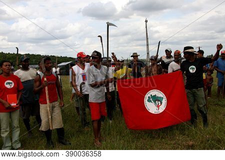 Guaratinga, Bahia / Brazil - February 25, 2008: Member Of The Landless Movement - Mst - Are Seen Dur