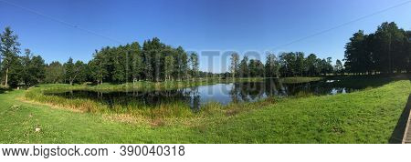 Panoramic View Of Kirkilai Lakes, Which Are Water-filled Sinkholes That Formed Here Due To Karstic P