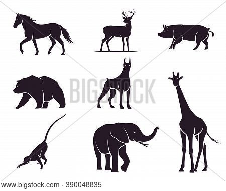 Wild Life Animals Icon Set Vector Eps